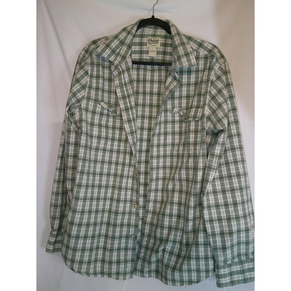 Orton Brothers Mens‎ Green Plaid Long Sleeve Button Down Shirt Large
